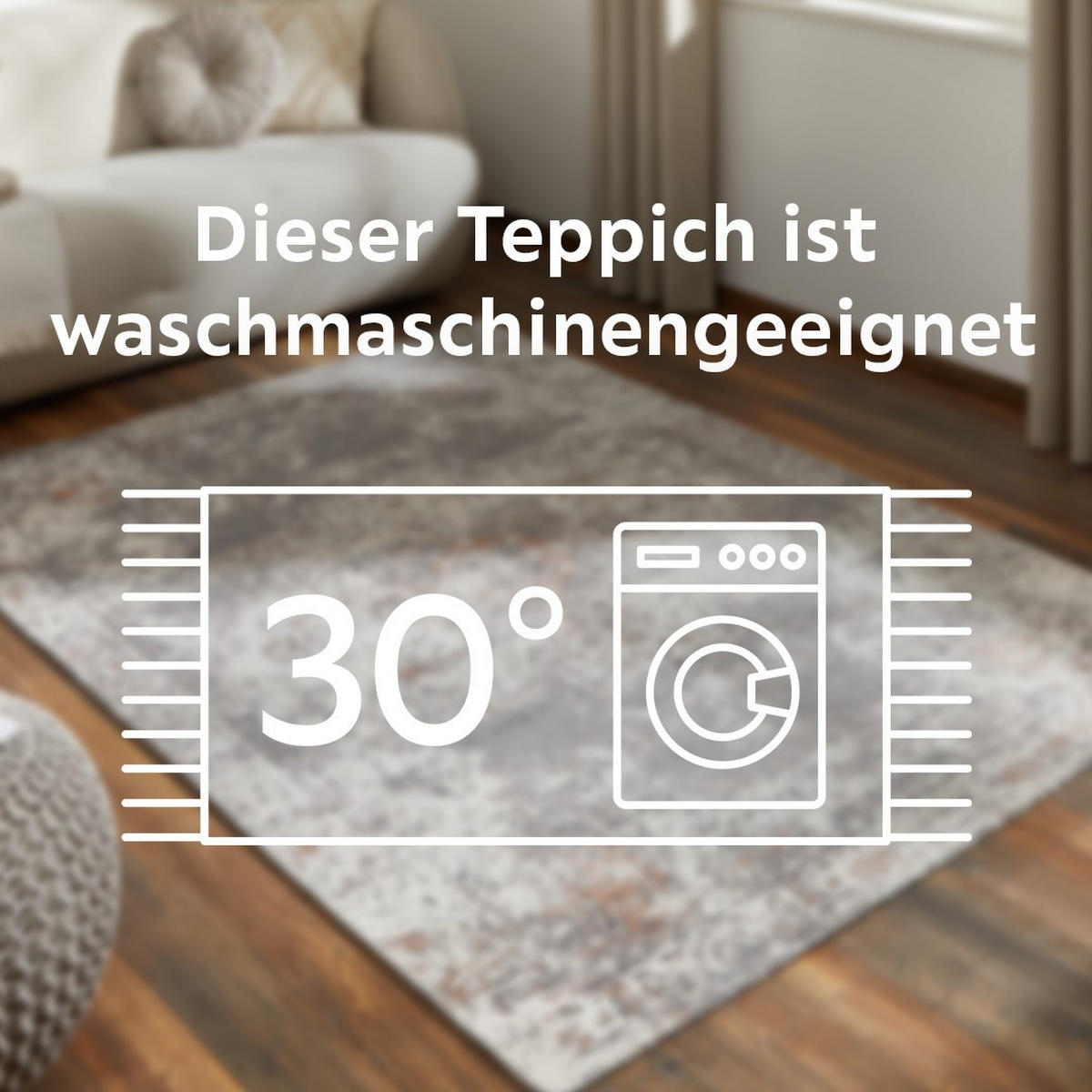 VINTAGE-TEPPICH 130/190 cm waschbar Beige rechteckig  - Beige, LIFESTYLE, Textil (130/190cm) - Novel