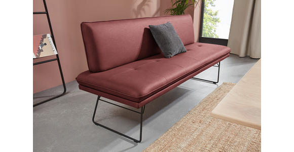 SITZBANK in Metall, Textil Schwarz, Bordeaux  - Bordeaux/Schwarz, Design, Textil/Metall (195/87/65cm) - Dieter Knoll