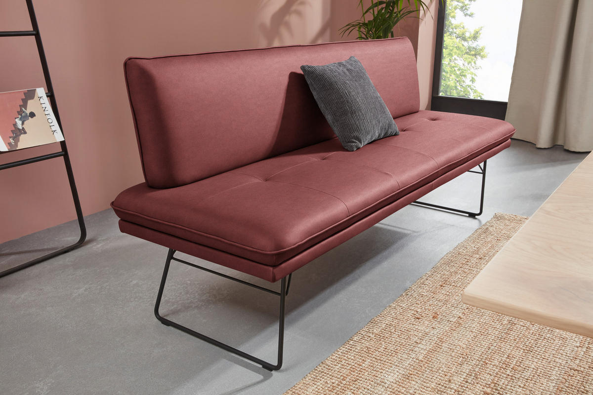 SITZBANK in Metall, Textil Schwarz, Bordeaux  - Bordeaux/Schwarz, Design, Textil/Metall (195/87/65cm) - Dieter Knoll