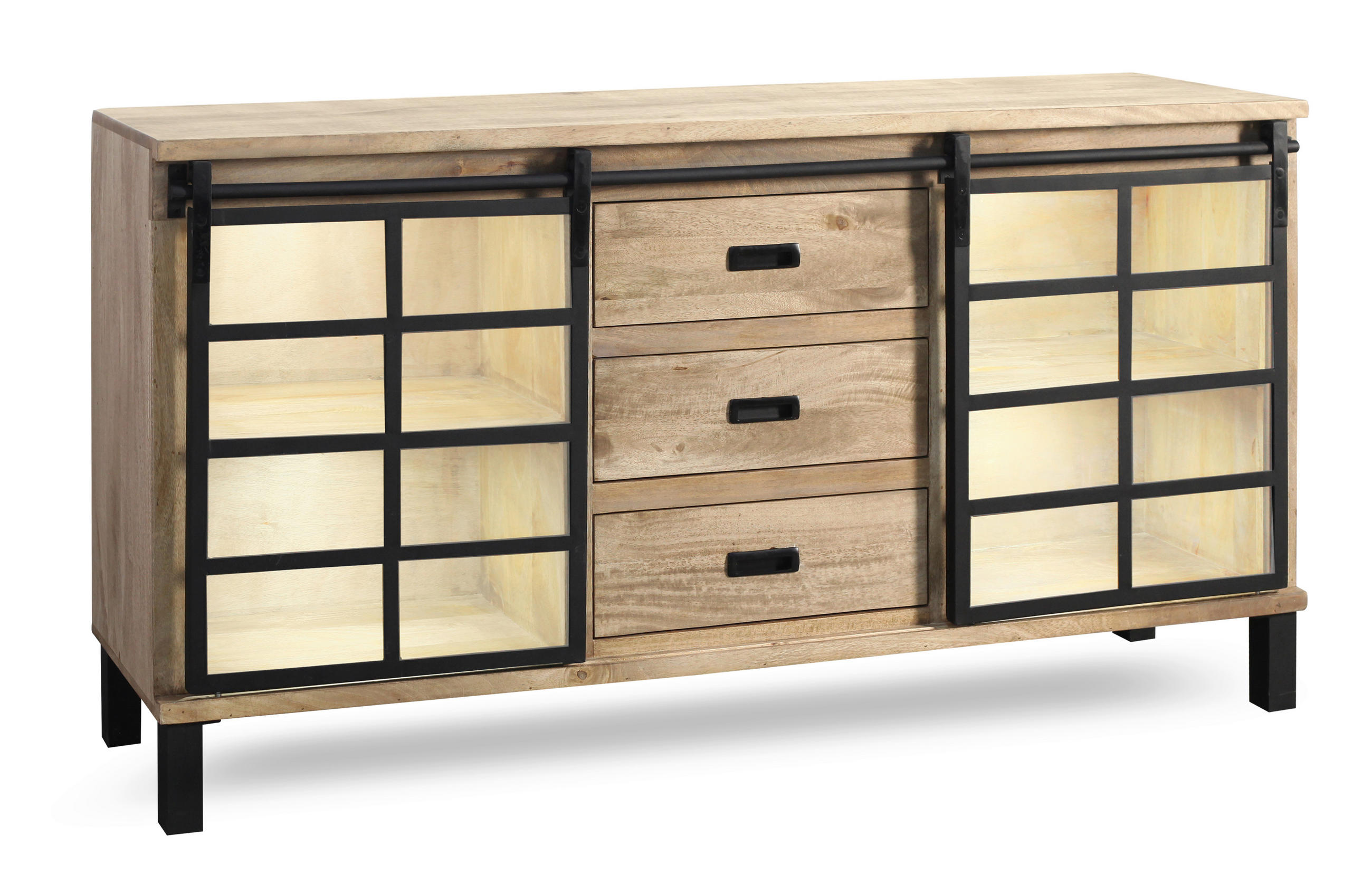 SIDEBOARD 175/90/42 cm  - Graubraun/Schwarz, LIFESTYLE, Glas/Holz (175/90/42cm) - Landscape