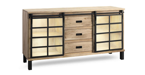 SIDEBOARD 175/90/42 cm  - Graubraun/Schwarz, LIFESTYLE, Glas/Holz (175/90/42cm) - Landscape