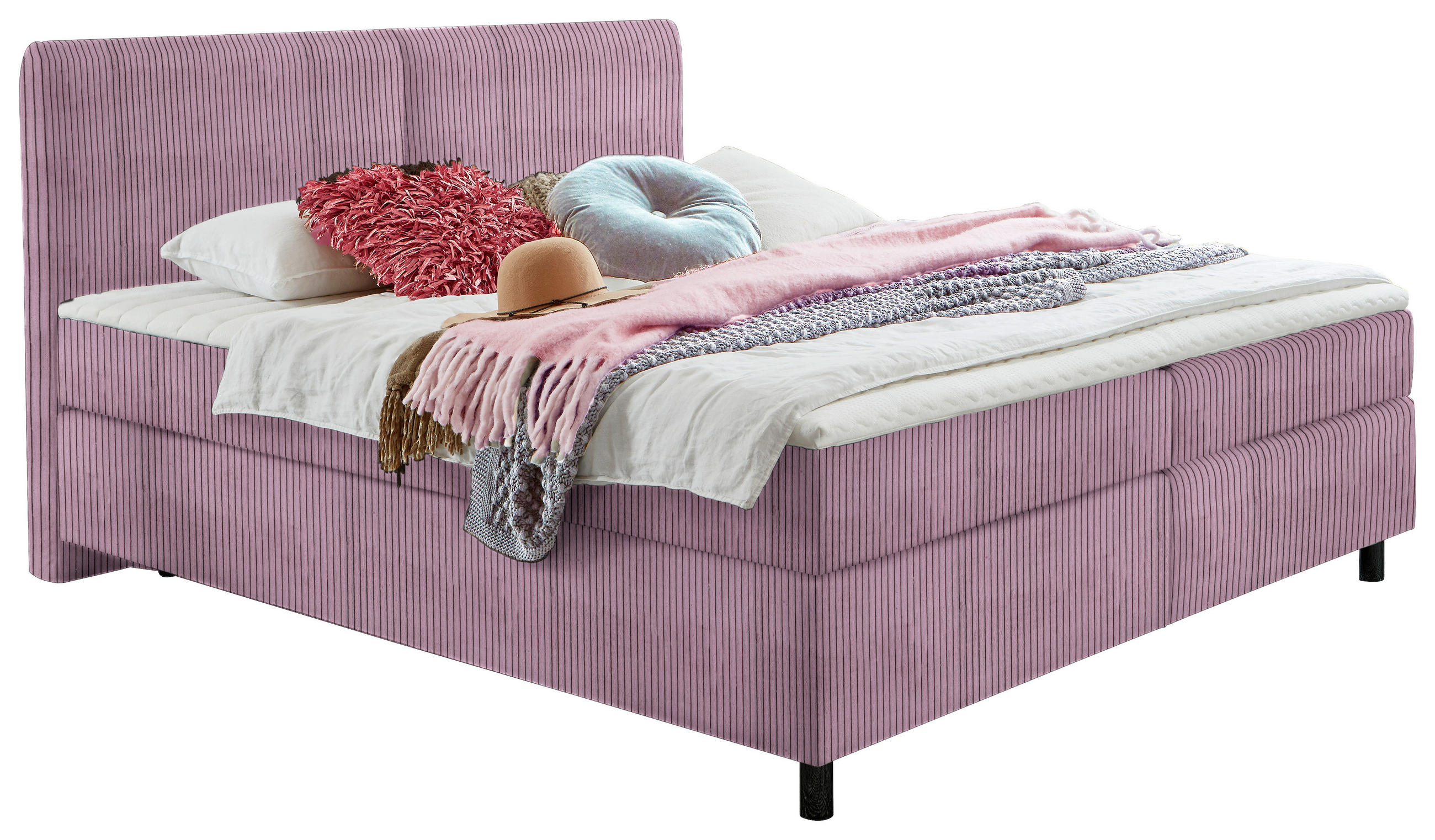 BOXSPRINGBETT 160/200 cm  in Lila  - Lila/Schwarz, Konventionell, Kunststoff/Textil (160/200cm) - Hom`in