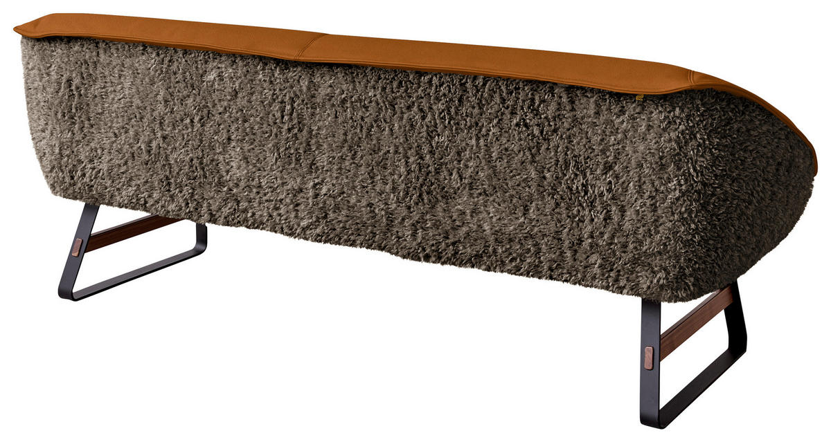 SITZBANK Textil, Leder Braun, Rostfarben  - Rostfarben/Schwarz, Design, Leder/Holz (229/88/80cm) - Koinor