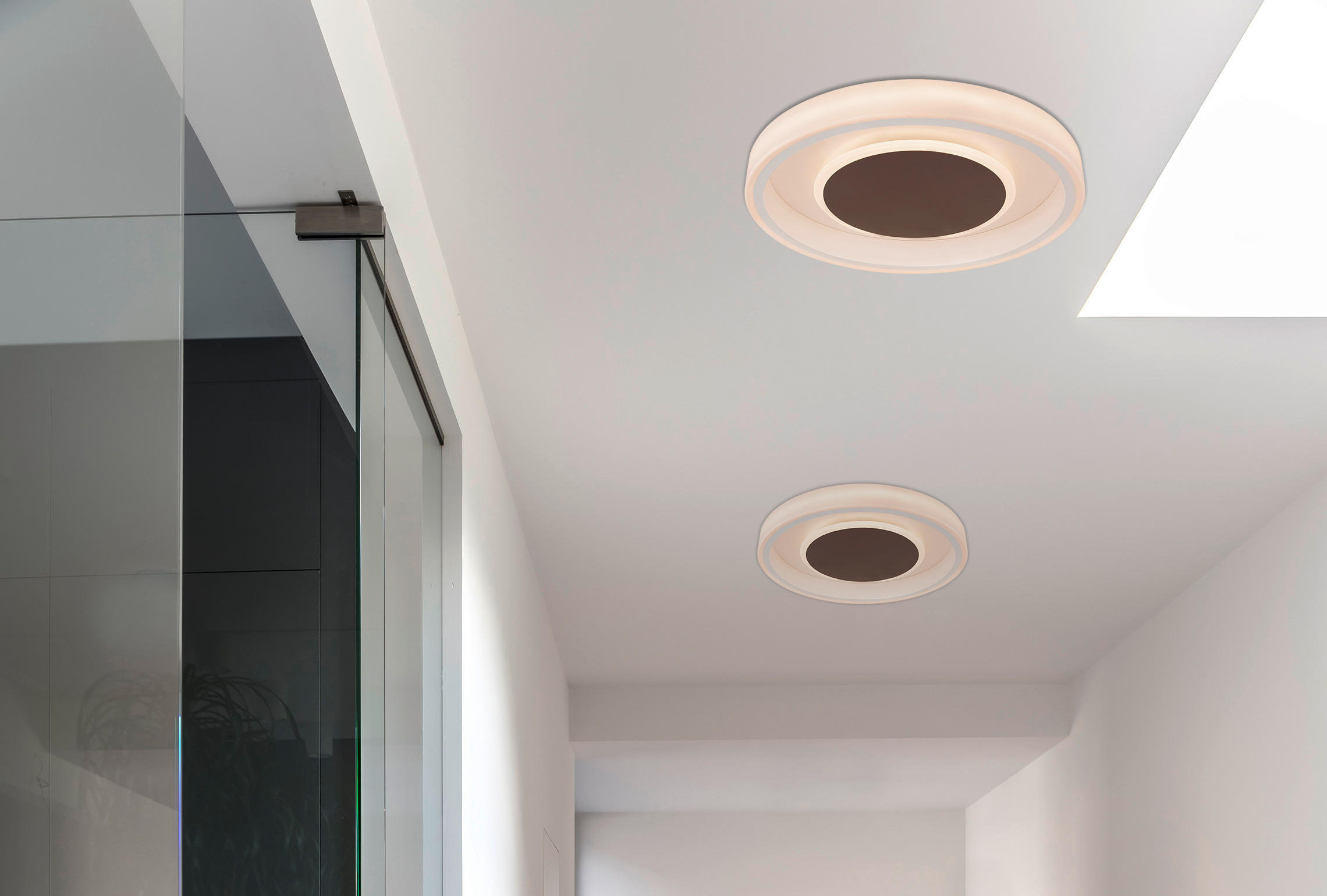 LED-DECKENLEUCHTE 50/9 cm   - Opal/Braun, KONVENTIONELL, Kunststoff/Metall (50/9cm) - Globo