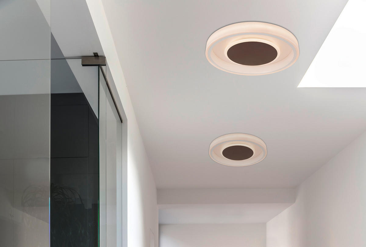 STROPNÉ LED SVIETIDLO, 50/9 cm  - hnedá/biela, Konventionell, kov/plast (50/9cm) - Globo