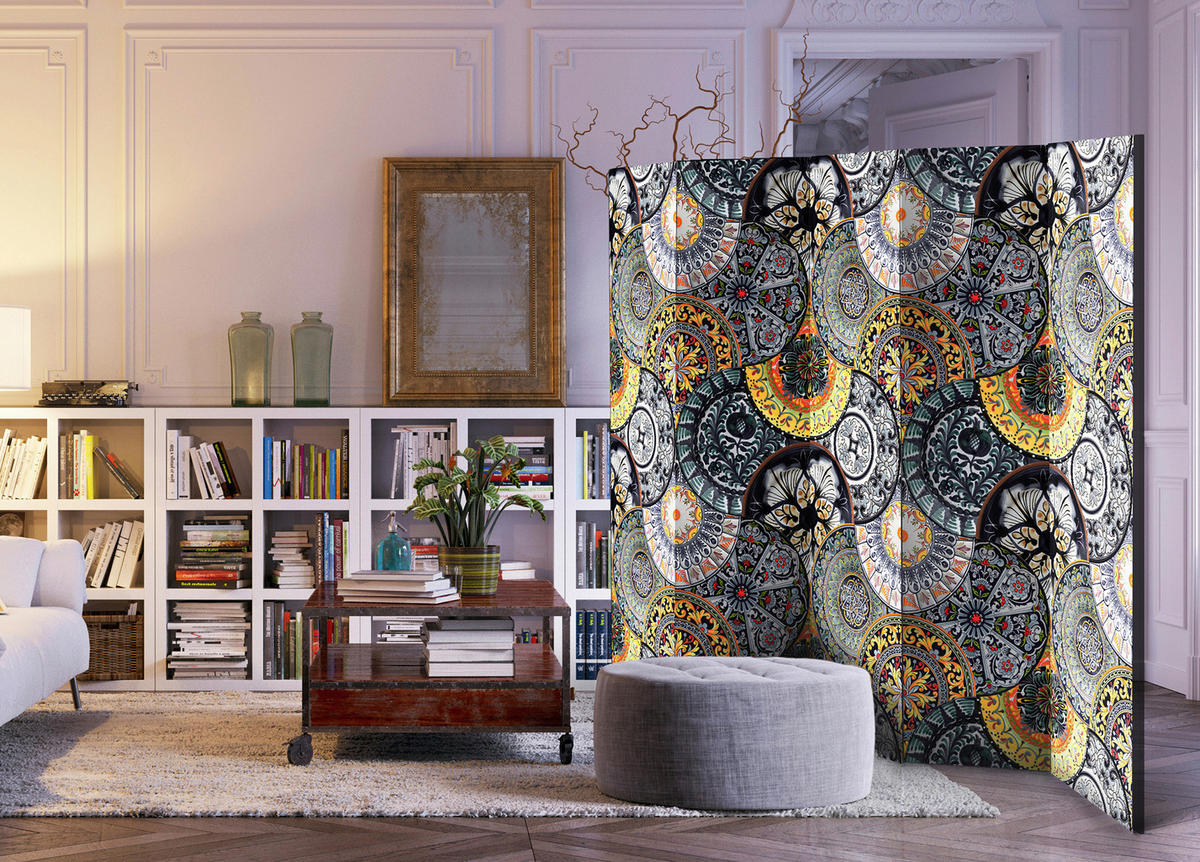 PARAVENT mit 5  Flügel - Multicolor, Basics, Holz/Textil (225/172/3cm) - artgeist