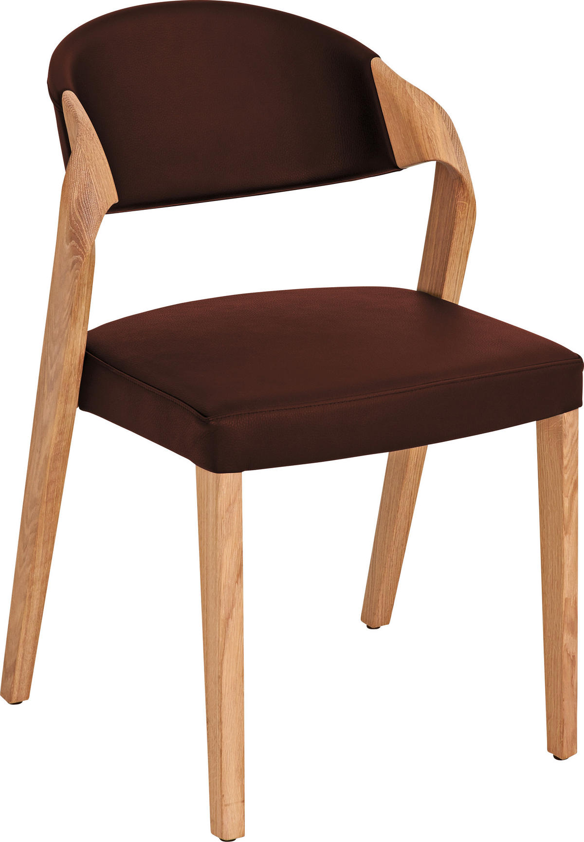 STUHL Echtleder Eichefarben, Bordeaux Altholz, Eiche massiv  - Eichefarben/Bordeaux, Natur, Leder/Holz (53/82/57cm) - Voglauer