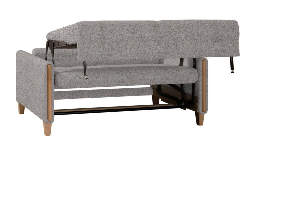 SCHLAFSOFA Webstoff Blau, Braun, Buchefarben Fussart wählbar, Stoffauswahl, Rücken echt, Armteil links, Armteil rechts  - Blau/Buchefarben, Design, Holz/Textil (174/88/104cm) - Niels Andersson