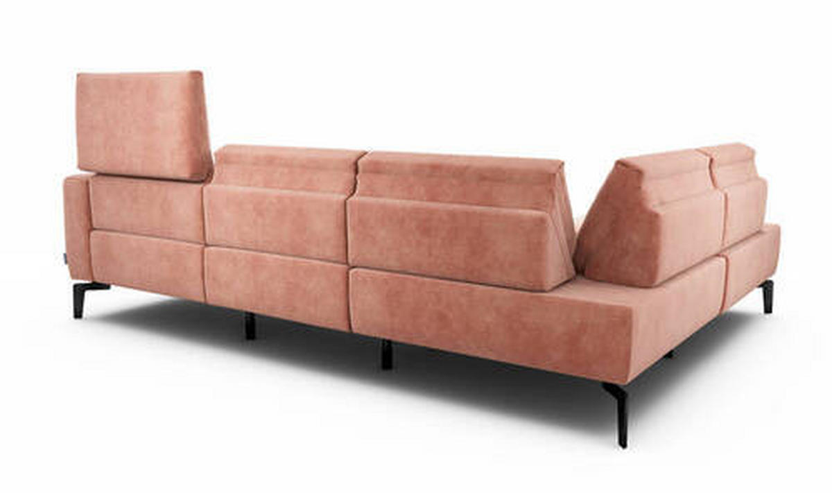 ECKSOFA in Samt Rosa  193/256 cm  - Schwarz/Rosa, Design, Textil/Metall (193/256cm) - SENSOO