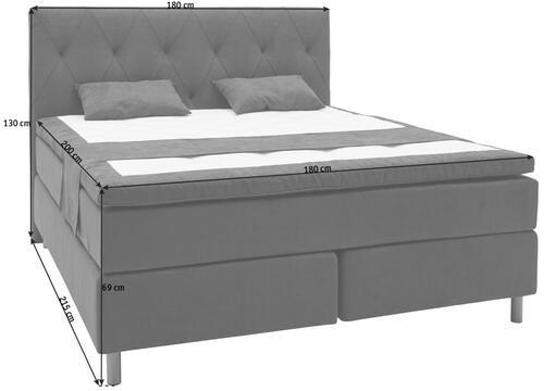 KONTINENTALSÄNG 180/200 cm  i brun  - brun/grå, Klassisk, metall/trä (180/200cm) - Elegando