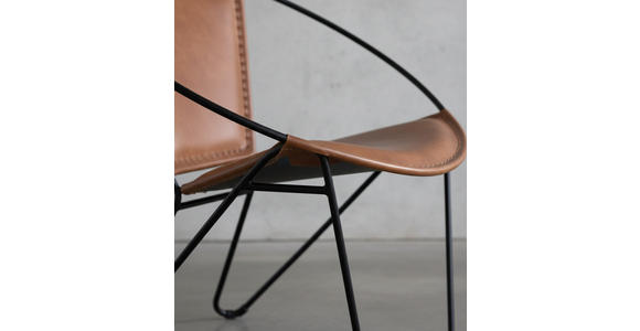SESSEL in Echtleder Braun, Schwarz  - Schwarz/Braun, LIFESTYLE, Leder/Metall (68/70/62cm) - Landscape