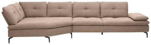ECKSOFA in Flachgewebe Taupe  - Taupe/Schwarz, Design, Textil/Metall (157/344cm) - Chilliano
