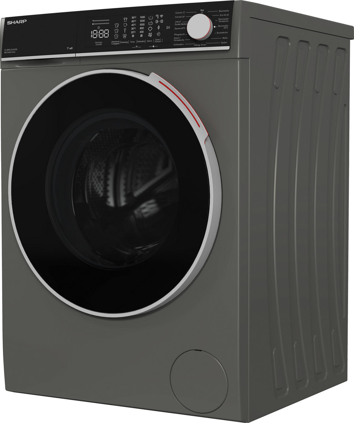 WASCHMASCHINE ES-WNFL814CADA-DE   - Grau, Basics, Glas/Kunststoff (55,7/84.5/59,7cm) - Sharp