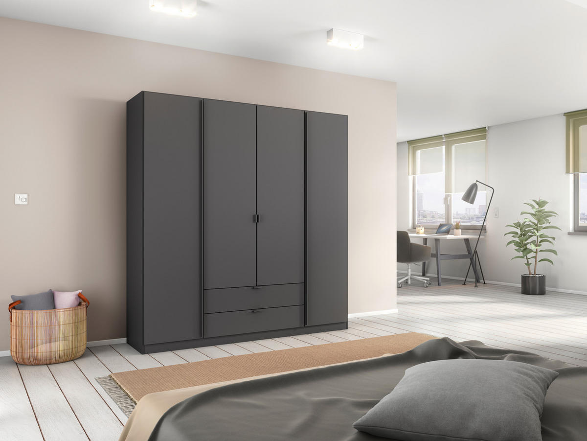 DREHTÜRENSCHRANK 181/197/54 cm,  in Grau, 4-türig  - Grau, MODERN, Holzwerkstoff/Metall (181/197/54cm) - Rauch Möbel