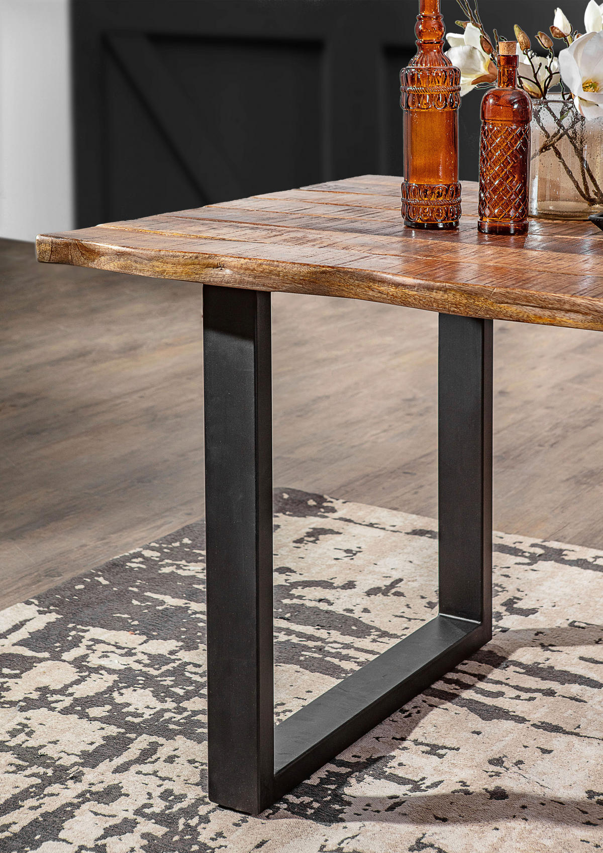 ESSTISCH in Holz 180/90/76 cm  - Schwarz/Naturfarben, Trend, Holz/Metall (180/90/76cm) - Landscape