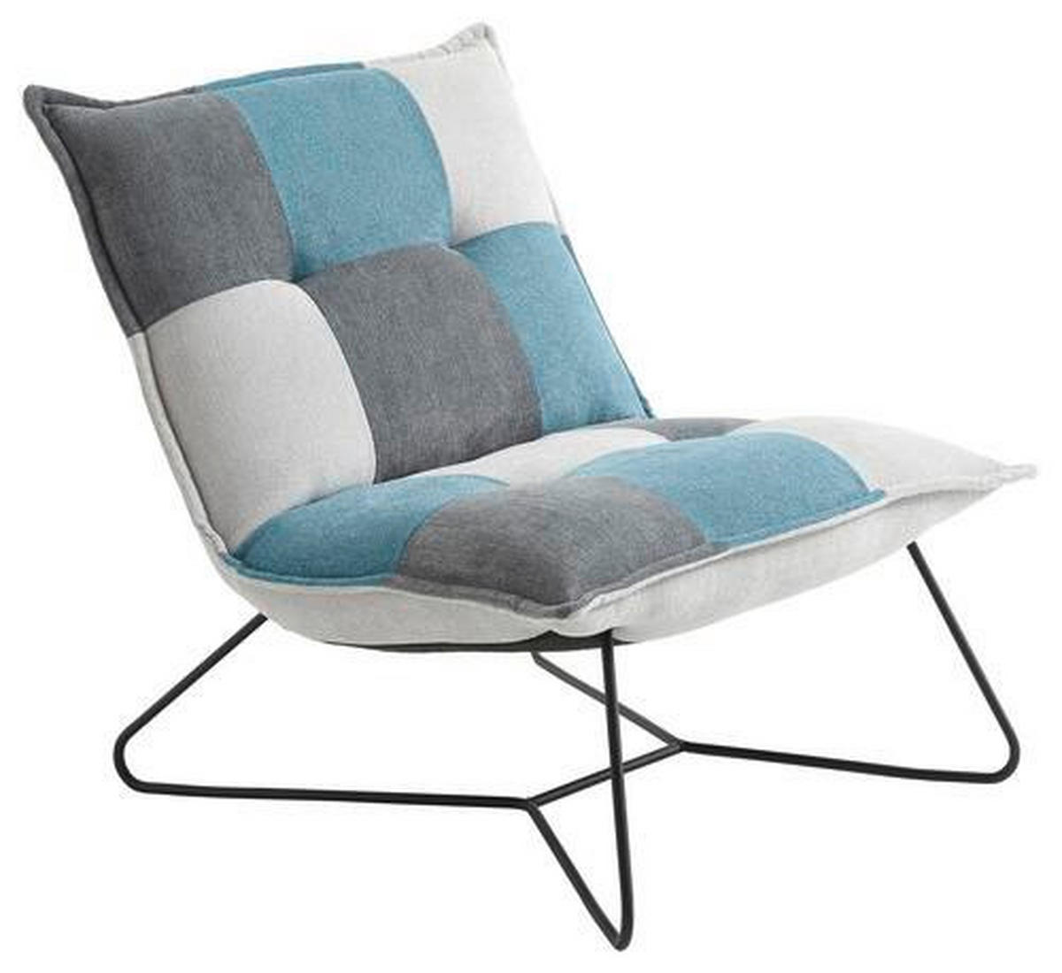 FOTELJA metal, tekstil  plava, srebrne boje, tamno siva   - srebrne boje/tamno siva, Basics, metal/tekstil (69/76/86cm) - MID.YOU