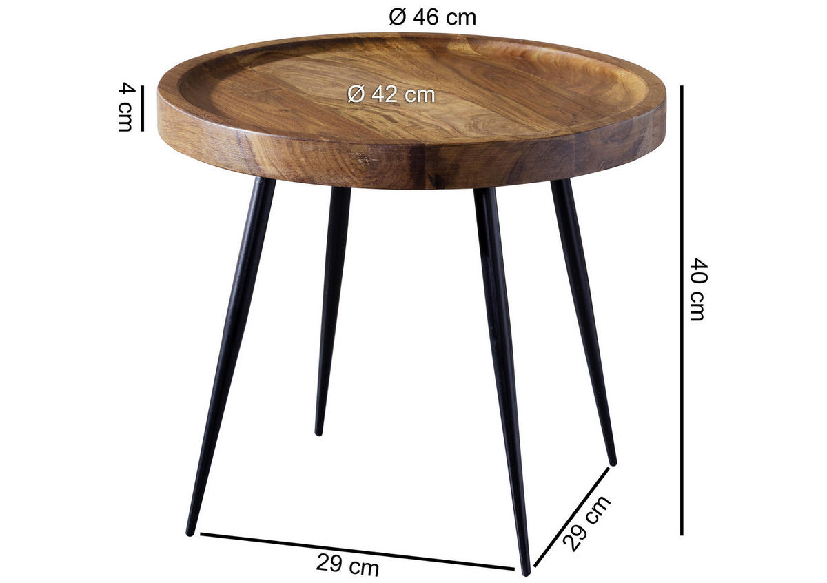 SIDOBORD i trä 46/46/40 cm  - sheshamfärgad/svart, Design, metall/trä (46/46/40cm) - MID.YOU