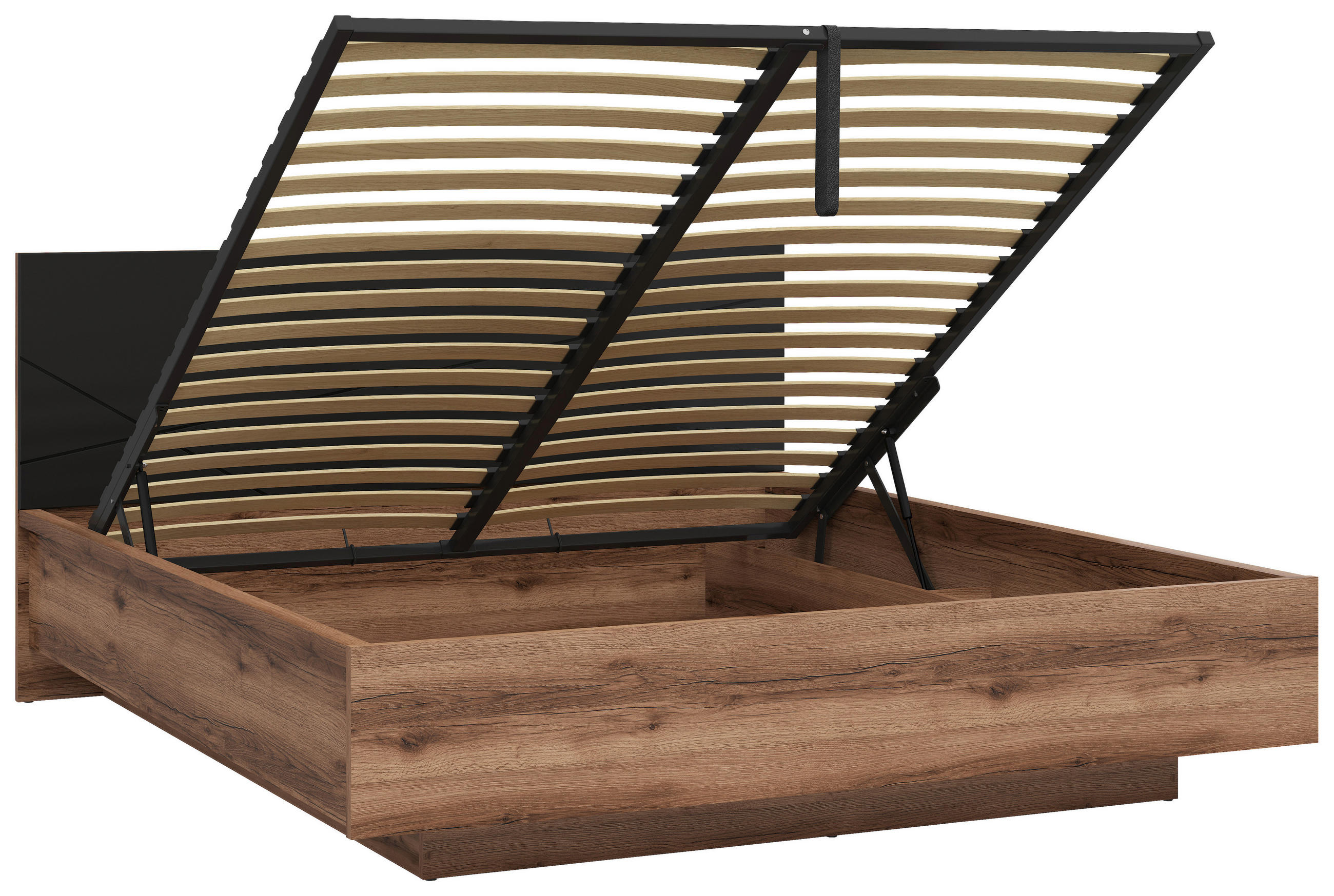 BETT 180/200 cm  in Schwarz, Eichefarben  - Eichefarben/Schwarz, MODERN, Holzwerkstoff (180/200cm) - MID.YOU