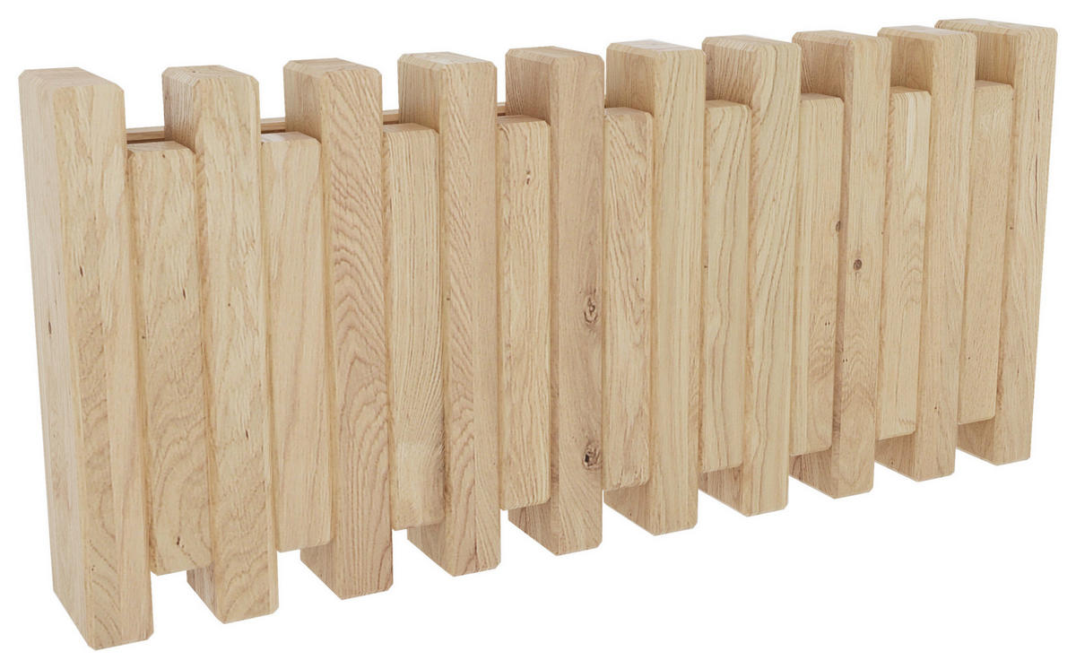 BARRE DE CROCHETS  in Eiche massiv Eichefarben  - Eichefarben, Natur, Holz (38/17/5,1cm) - Linea Natura