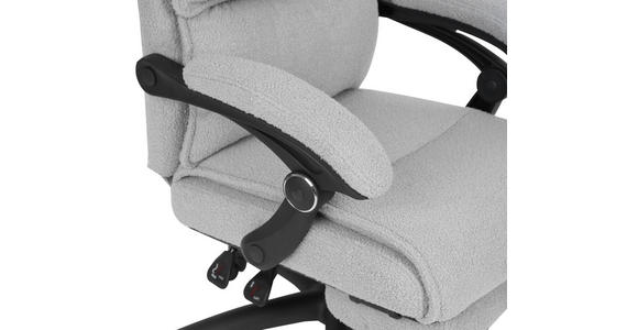 CHEFSESSEL Teddystoff Hellgrau - Hellgrau/Schwarz, Design, Kunststoff/Textil (64,5/112/120/65cm) - Carryhome