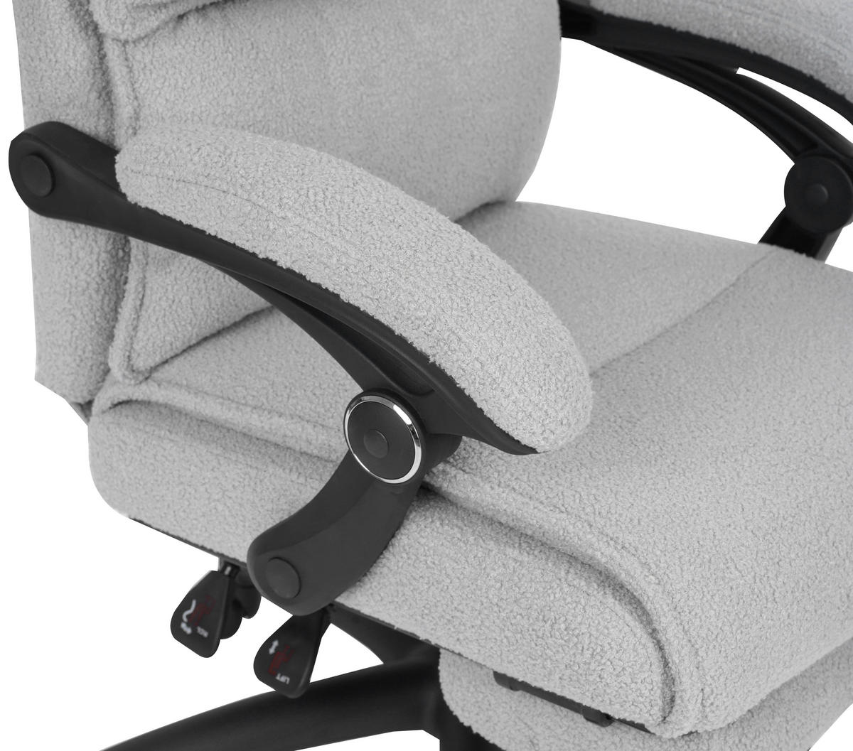 CHEFSESSEL Teddystoff Hellgrau  - Hellgrau/Schwarz, Design, Kunststoff/Textil (64,5/112/120/65cm) - Carryhome