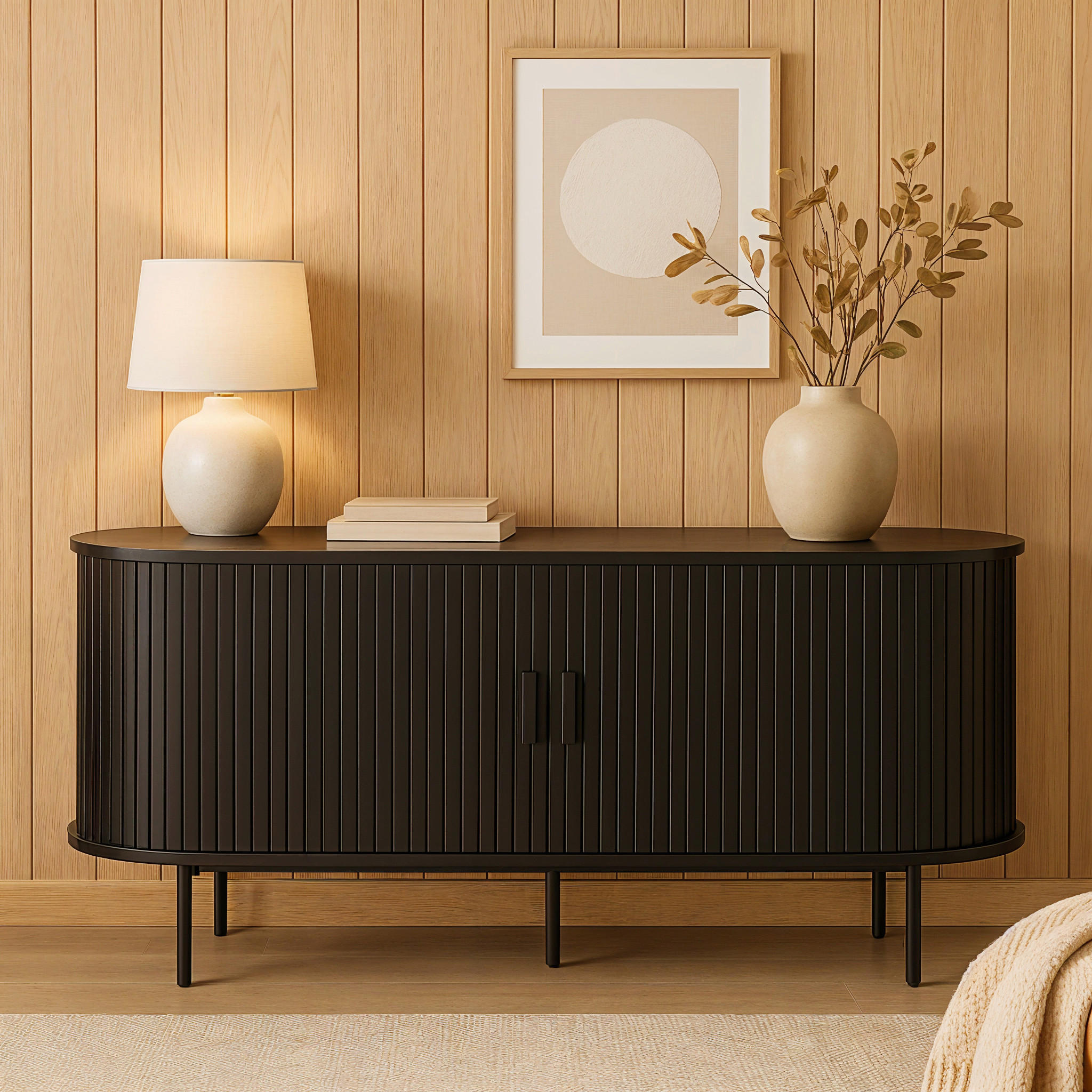 SIDEBOARD  in 140/76/40 cm  - Schwarz, Design, Holzwerkstoff/Metall (140/76/40cm) - Livetastic