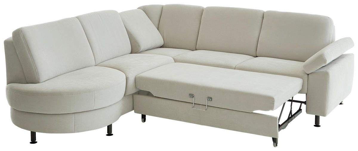 ECKSOFA in Flachgewebe Hellgrau  - Hellgrau/Schwarz, Konventionell, Textil/Metall (252/248cm) - Beldomo Comfort