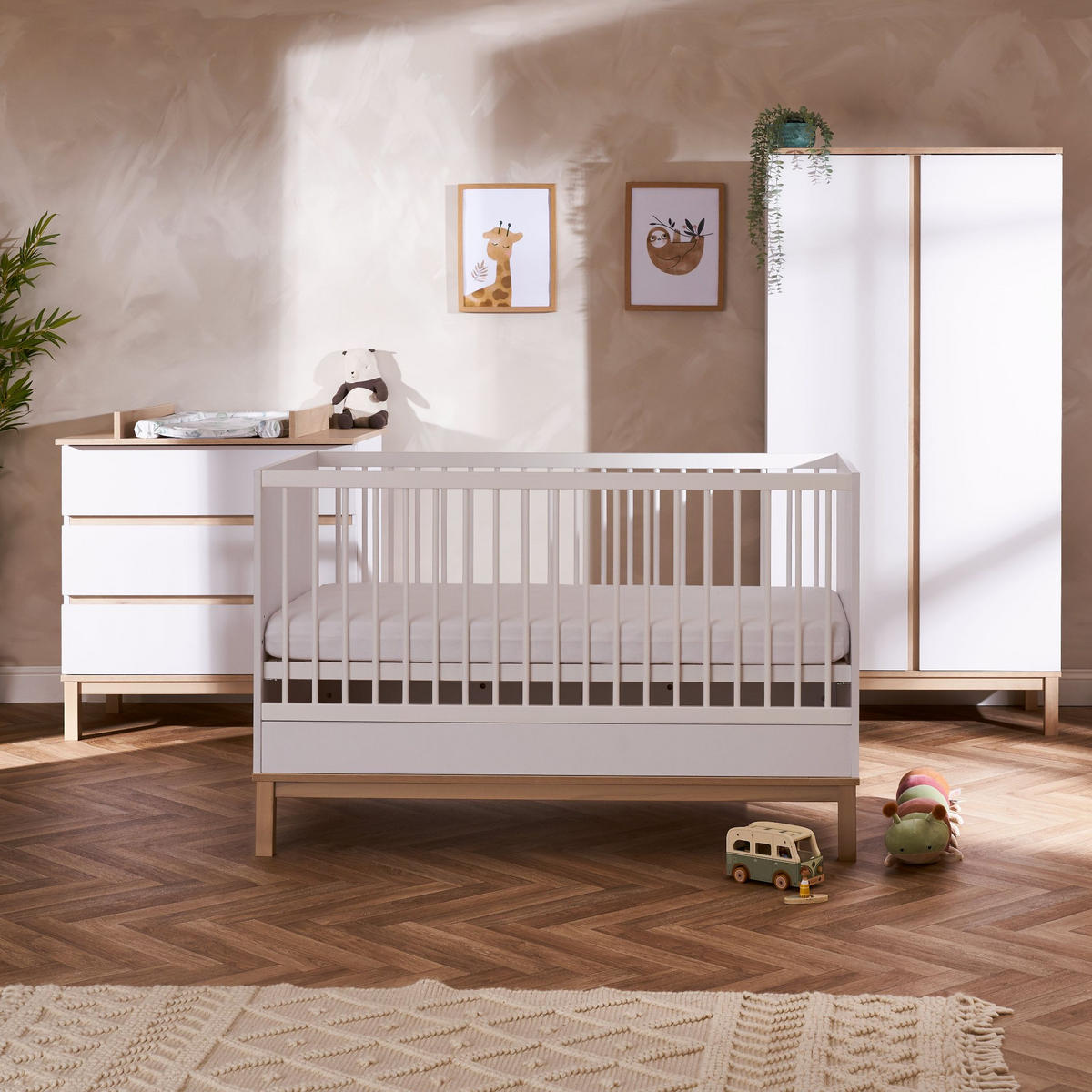 BABYKLEIDERSCHRANK Astrid Weiß, Eschefarben  - Eschefarben/Weiß, Basics, Holz/Holzwerkstoff (90/180/50cm) - FAKTUM