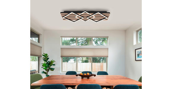 LED-DECKENLEUCHTE 63/29/7,5 cm   - Eichefarben/Schwarz, Basics, Holzwerkstoff/Kunststoff (63/29/7,5cm) - Novel