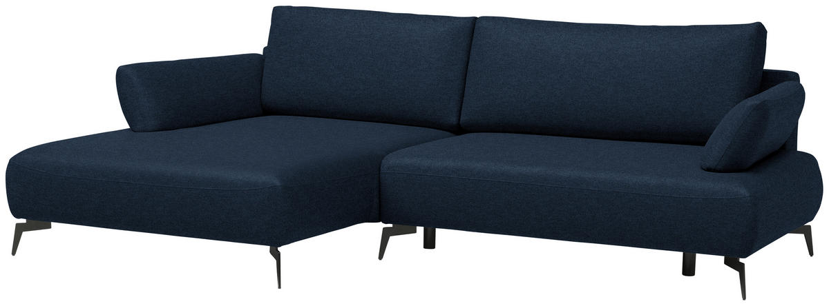ECKSOFA Struktur Dunkelblau  - Schwarz/Dunkelblau, Design, Textil/Metall (186/284cm) - Lomoco