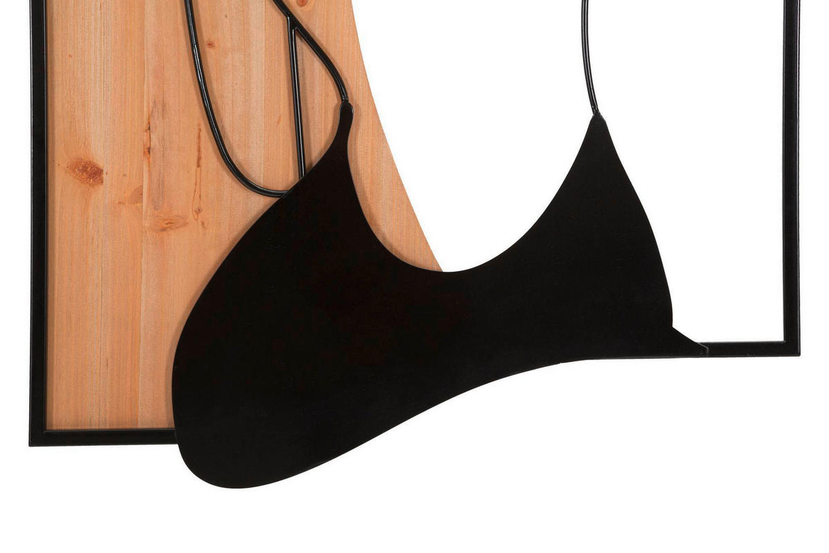 Wanddeko Iron And W Metall, Holzwerkstoff  - Schwarz/Naturfarben, Basics, Holzwerkstoff/Metall (60/90/2cm)