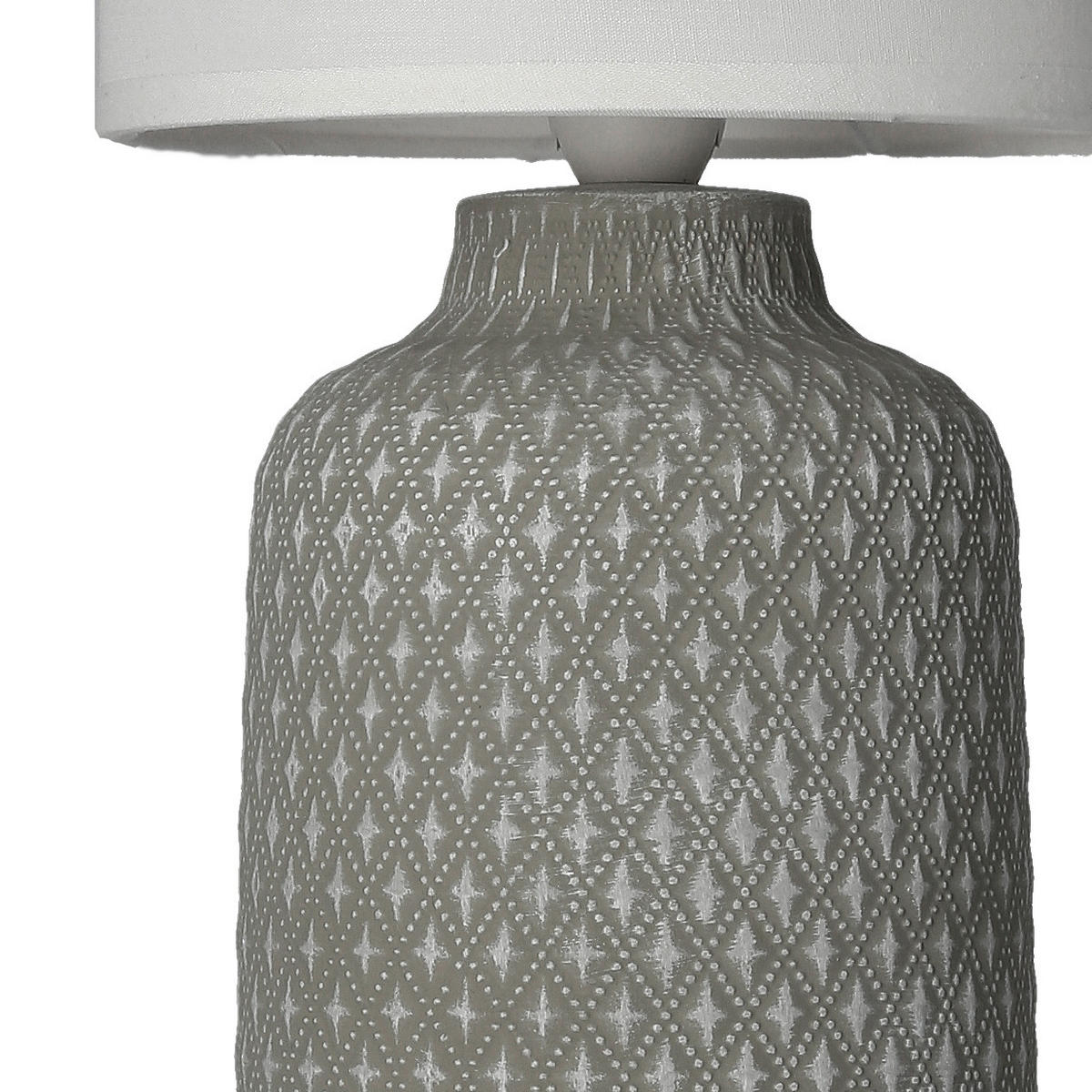 TISCHLEUCHTE 15/15/32 cm   - Weiß/Grau, Basics, Keramik/Textil (15/15/32cm)