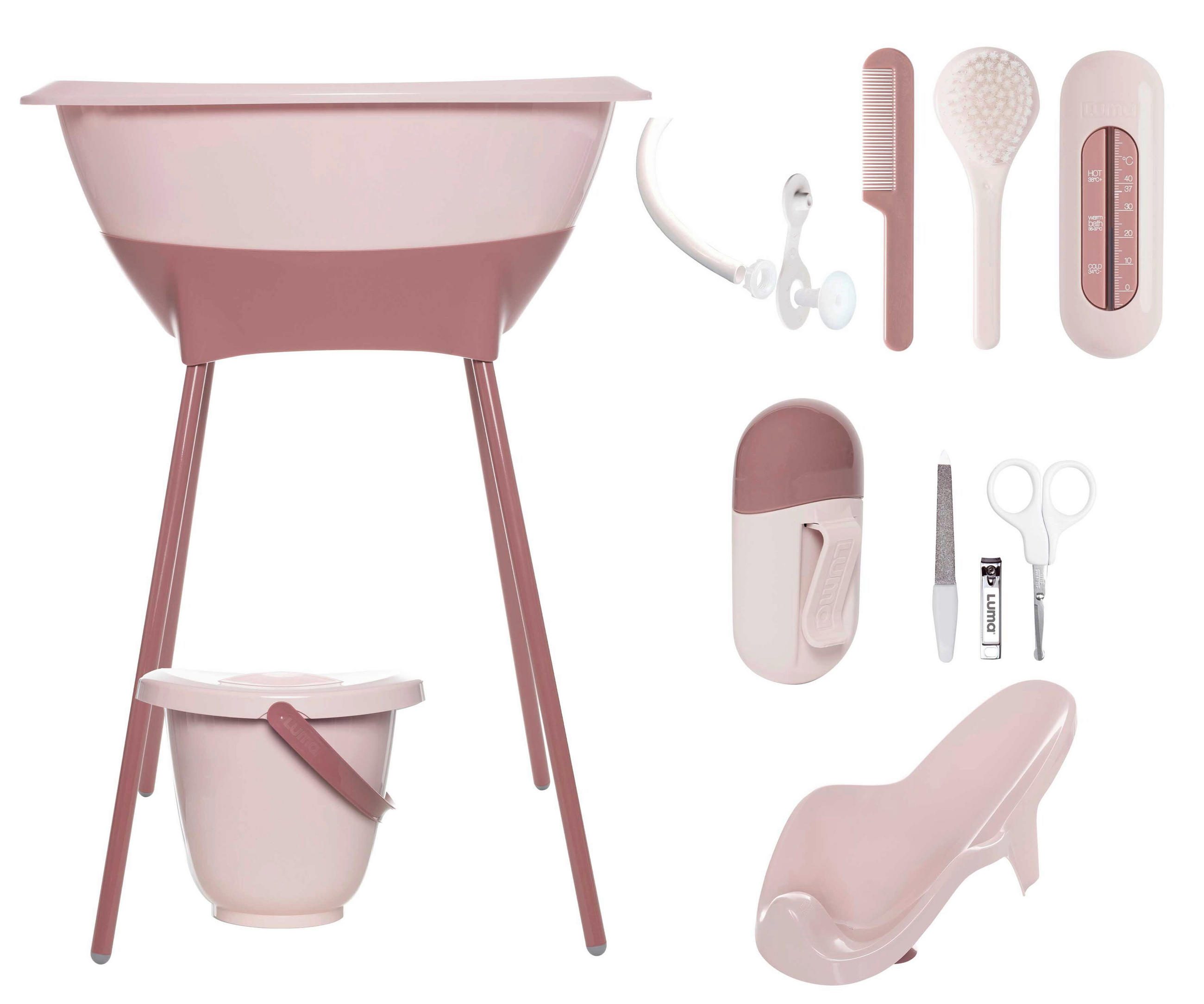 Luma Badewanne und Pflegeset luma  - Bordeaux/Hellrosa, Basics, Kunststoff/Metall (79,5/40/46cm) - Luma