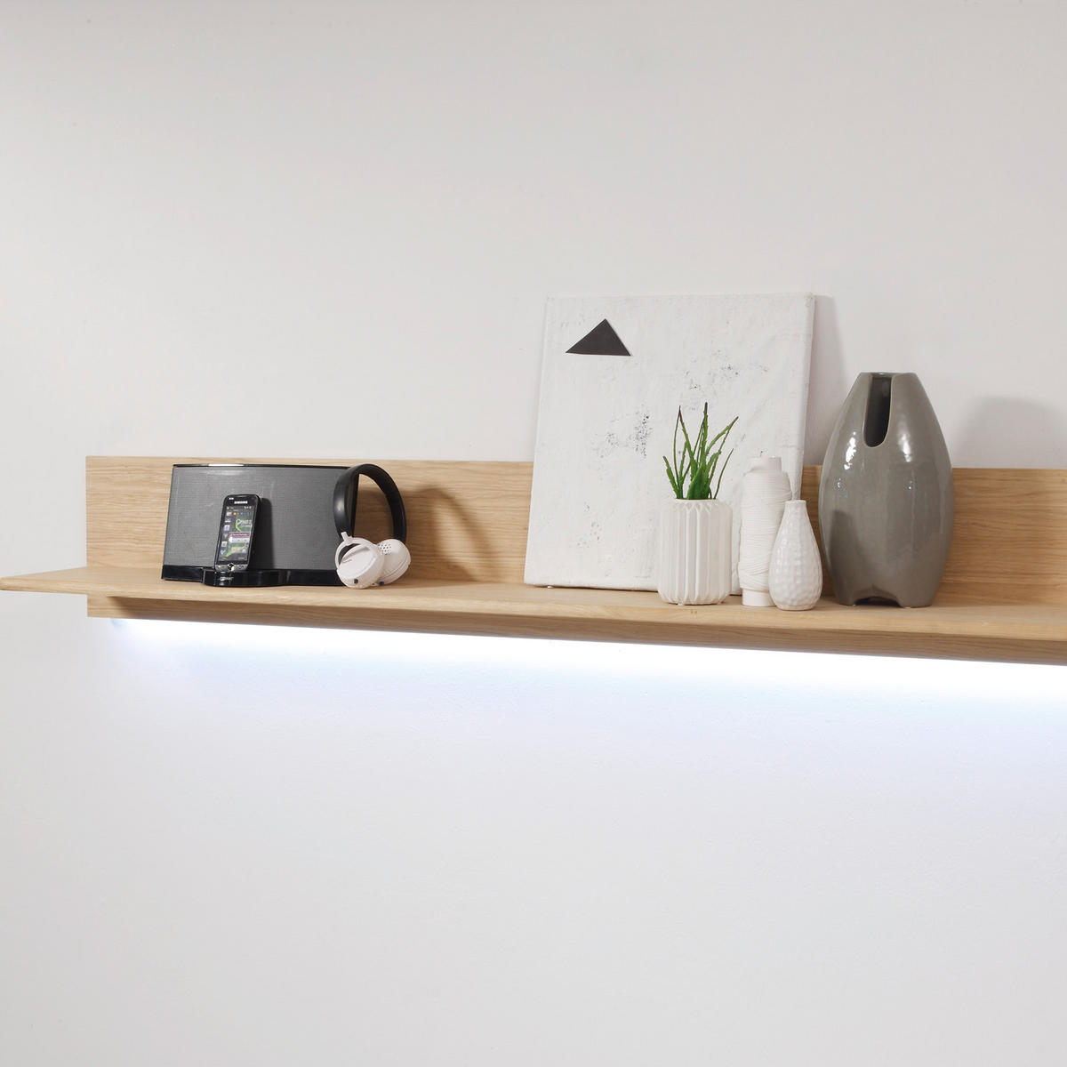 WOHNWAND  in Eichefarben  300/176/51 cm  - Eichefarben/Silberfarben, Design, Glas/Holz (300/176/51cm) - Livetastic