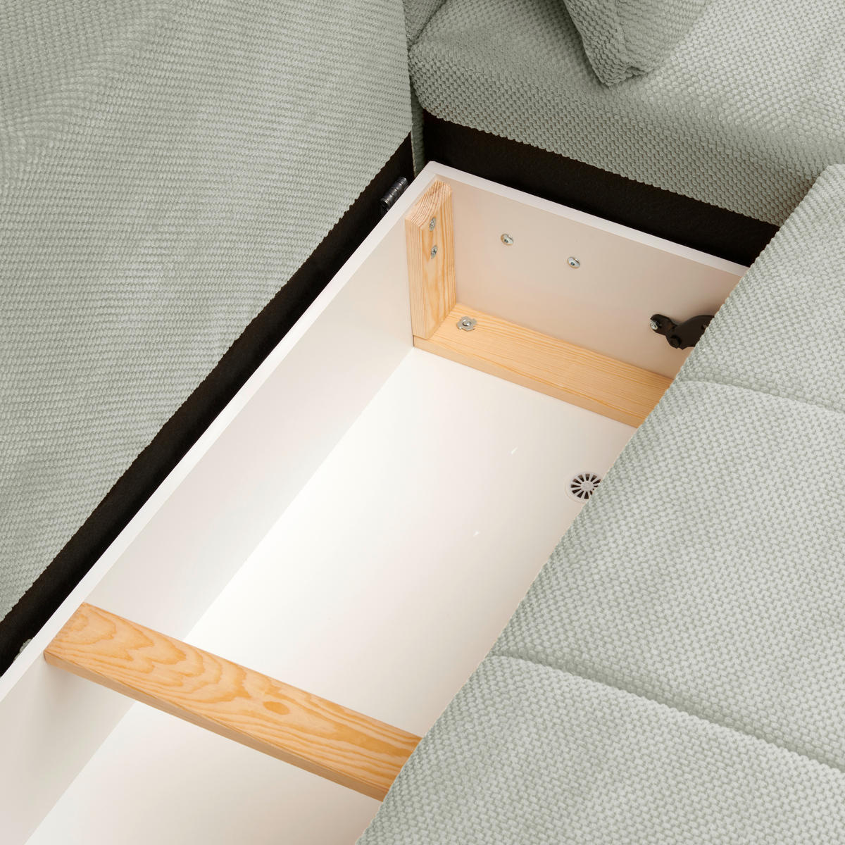 ECKSOFA inkl. Funktionen Hellgrau Struktur, Plüsch  - Hellgrau/Schwarz, Design, Textil/Metall (287/197cm) - Stylife