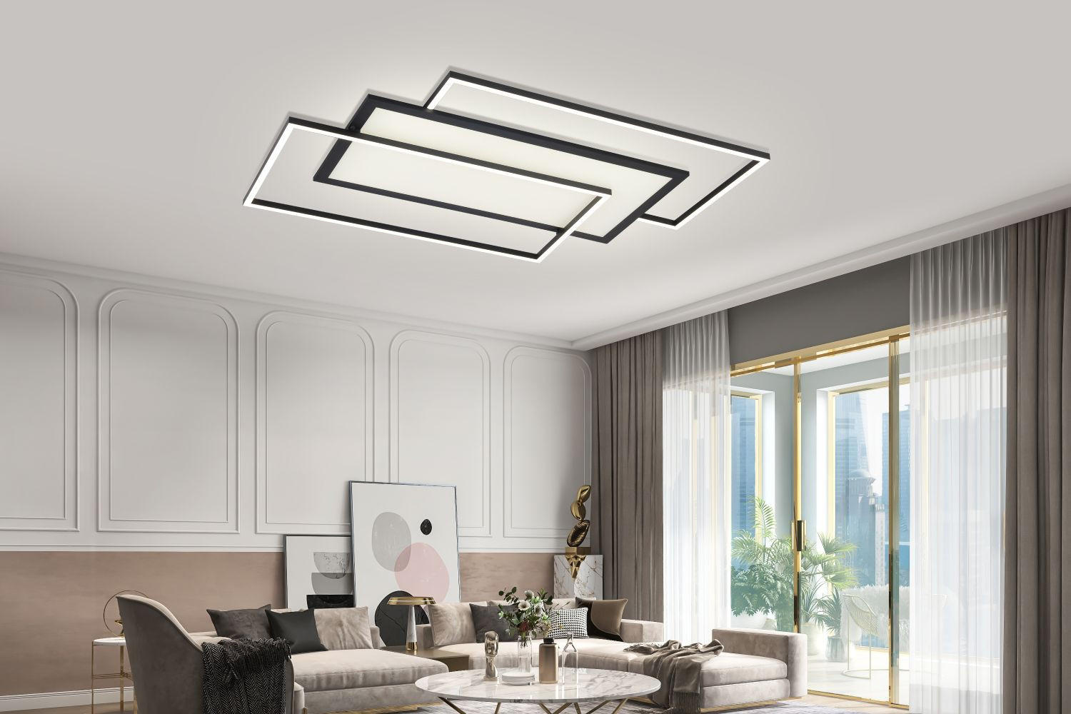 LED-DECKENLEUCHTE 80/50/6 cm   - Schwarz, Trend, Kunststoff/Metall (80/50/6cm) - Novel