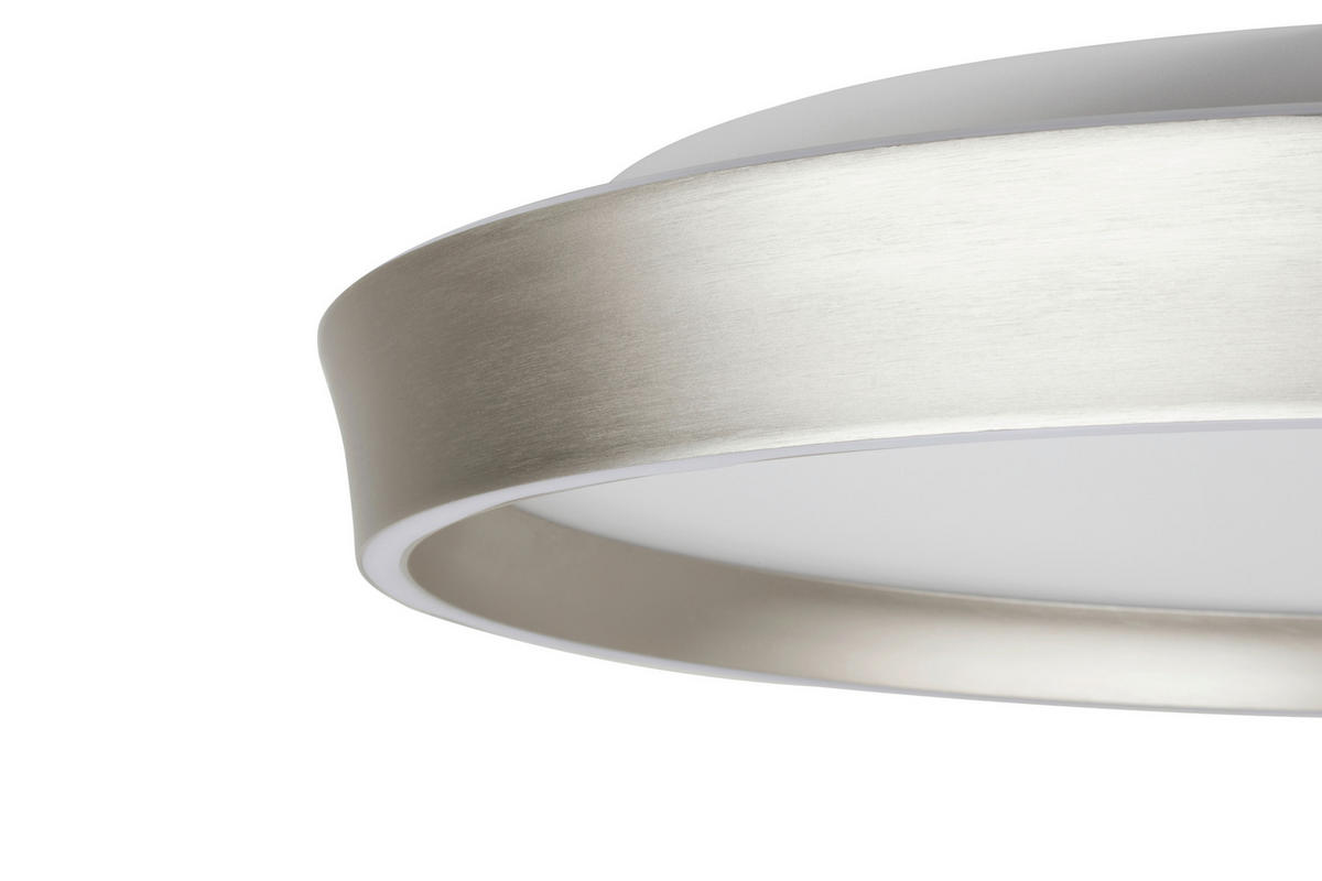 LED-DECKENLEUCHTE 49/8 cm  - Weiß/Nickelfarben, Design, Kunststoff/Metall (49/8cm) - Dieter Knoll