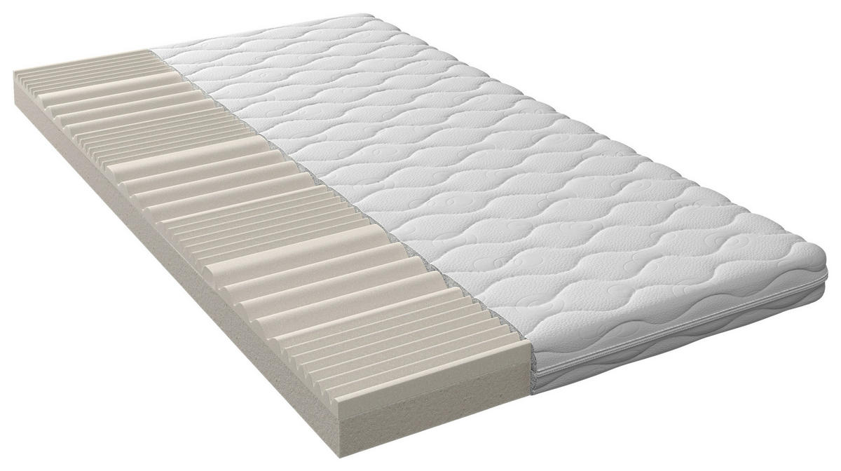 KOMFORTSCHAUMMATRATZE 80/200 cm Höhe ca. 12 cm 7 -Zonen - Weiß, Basics, Textil (80/200cm) - Xora