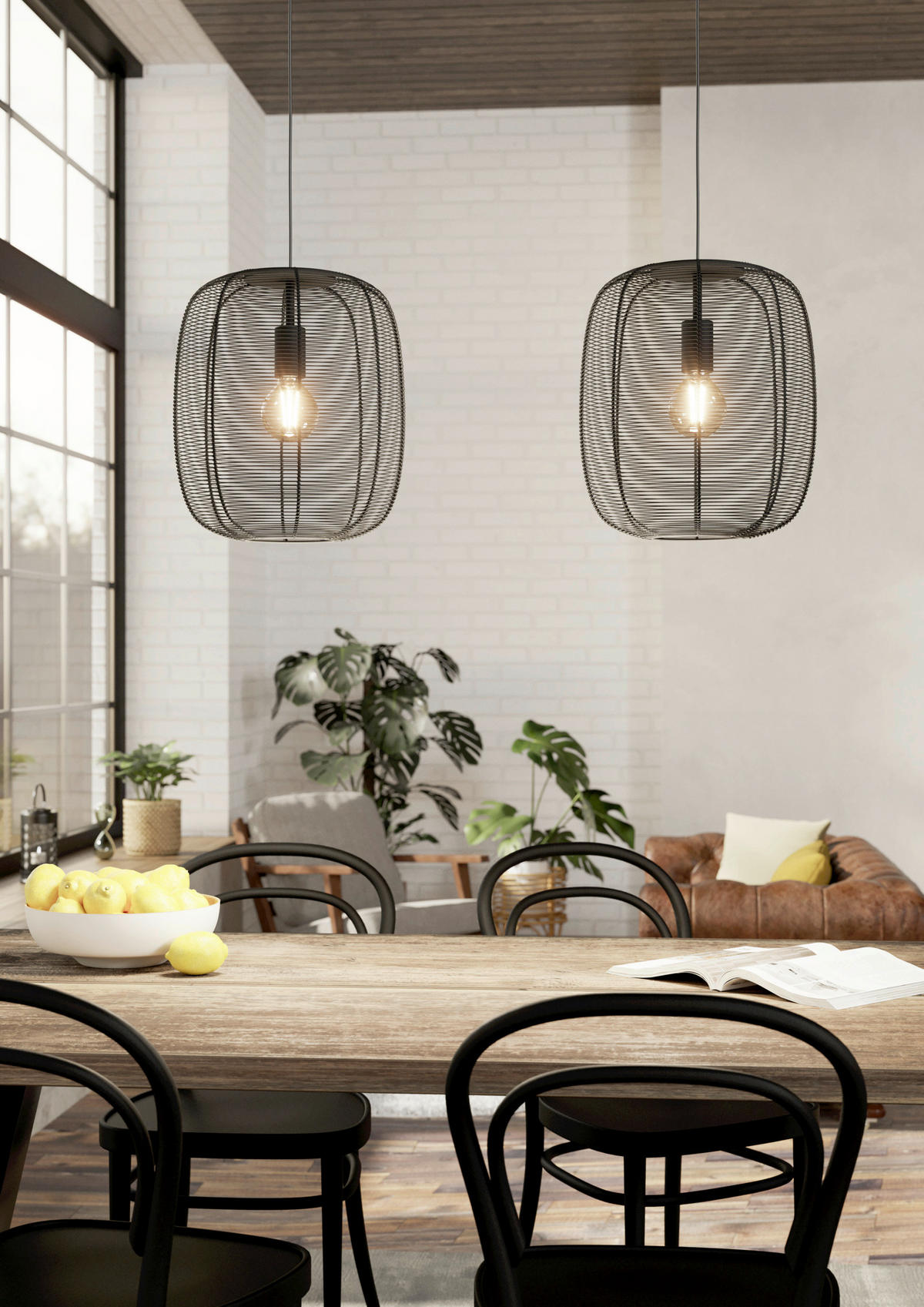 HÄNGELEUCHTE Rinroe 90/33/110 cm  - Schwarz, KONVENTIONELL, Metall (90/33/110cm) - Eglo