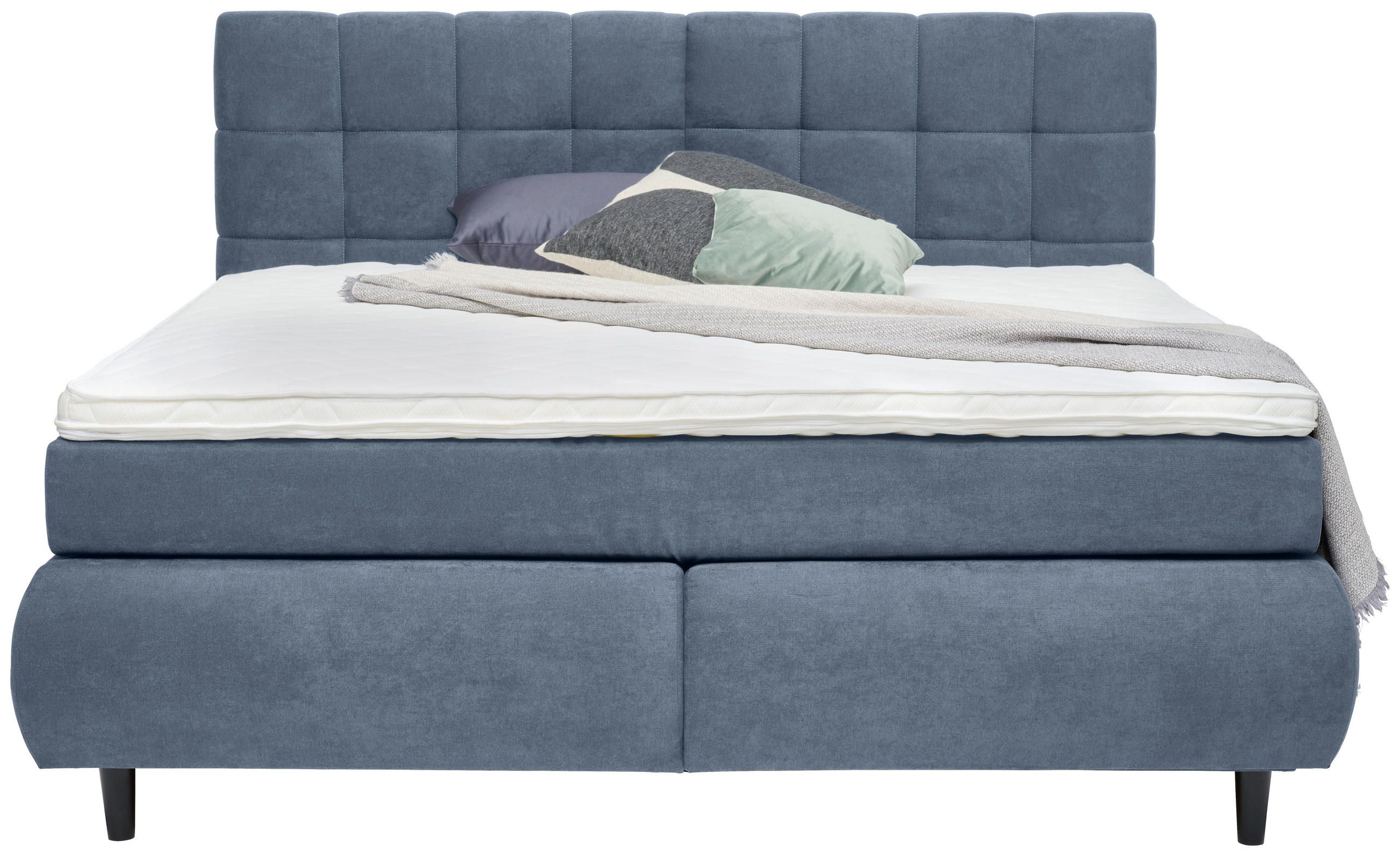 BOXSPRINGBETT 180/200 cm  in Blau  - Blau/Schwarz, KONVENTIONELL, Holz/Textil (180/200cm) - Ti'me