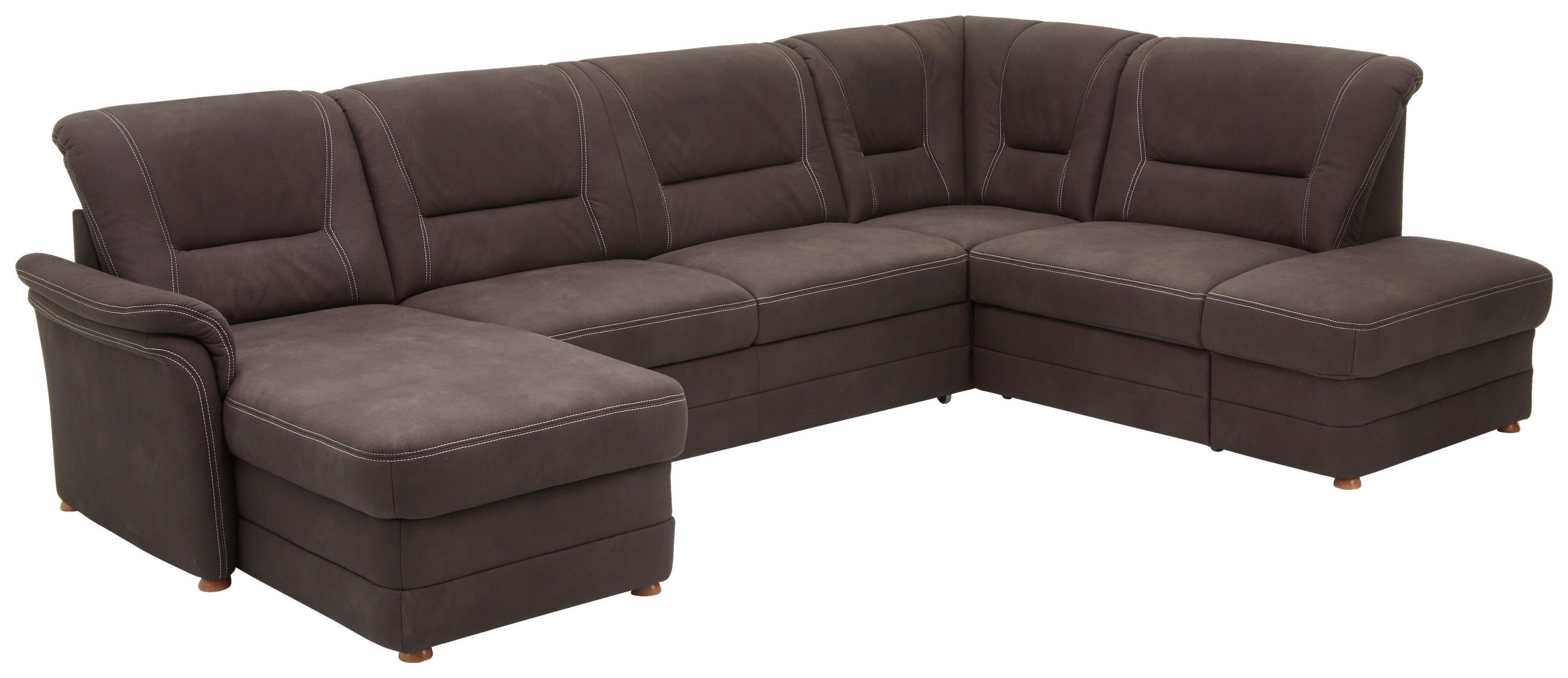 WOHNLANDSCHAFT in Mikrofaser Dunkelbraun  - Eiche Bianco/Dunkelbraun, Konventionell, Holz/Textil (162/327/218cm) - Carryhome