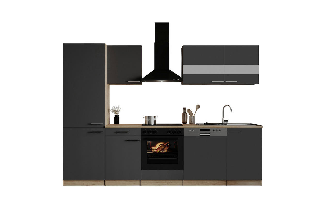 MODULKÖK 280 cm   i grå  - stålfärgad/grå, Basics, metall/trämaterial (280cm) - Respekta