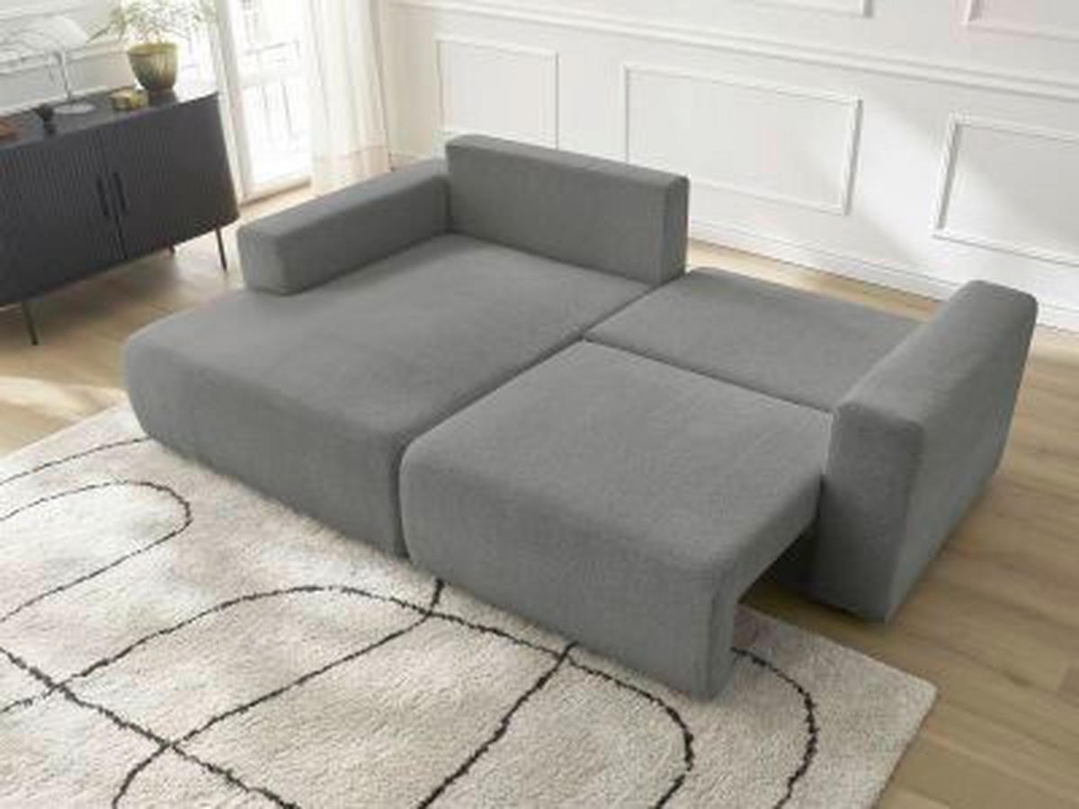 ECKSOFA Ottomane links  ATILLA Dunkelgrau Flachgewebe  - Dunkelgrau/Schwarz, MODERN, Kunststoff/Textil (149/244cm)