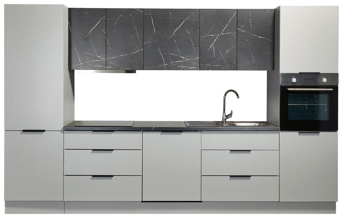 KÜCHENLEERBLOCK 340 cm   in Grau  - Schwarz/Grau, Design, Holzwerkstoff/Metall (340cm) - MID.YOU