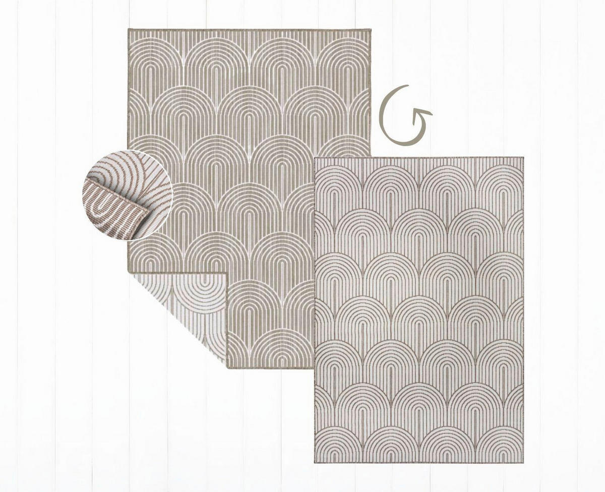 OUTDOORTEPPICH 80/150 cm Pangli Weiß, Cappuccino  - Weiß/Cappuccino, Design, Kunststoff (80/150cm)
