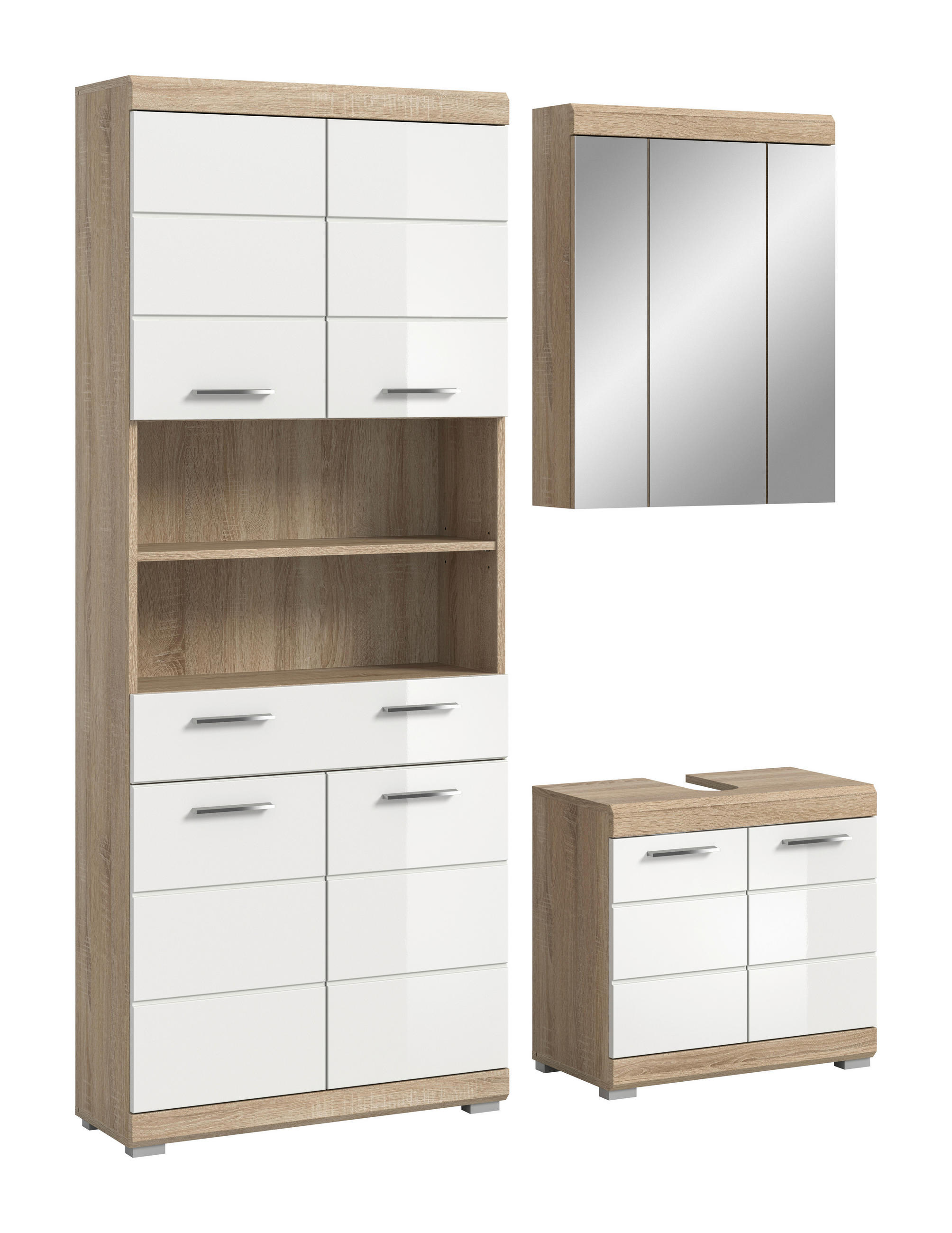 BADEZIMMER 3-teilig  in 134 cm  - Chromfarben/Eichefarben, Basics, Holzwerkstoff/Kunststoff (134cm) - MID.YOU