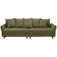 BIGSOFA  in Webstoff Olivgrün  - Schwarz/Olivgrün, KONVENTIONELL, Textil/Metall (282/94/127cm) - Ambia Home