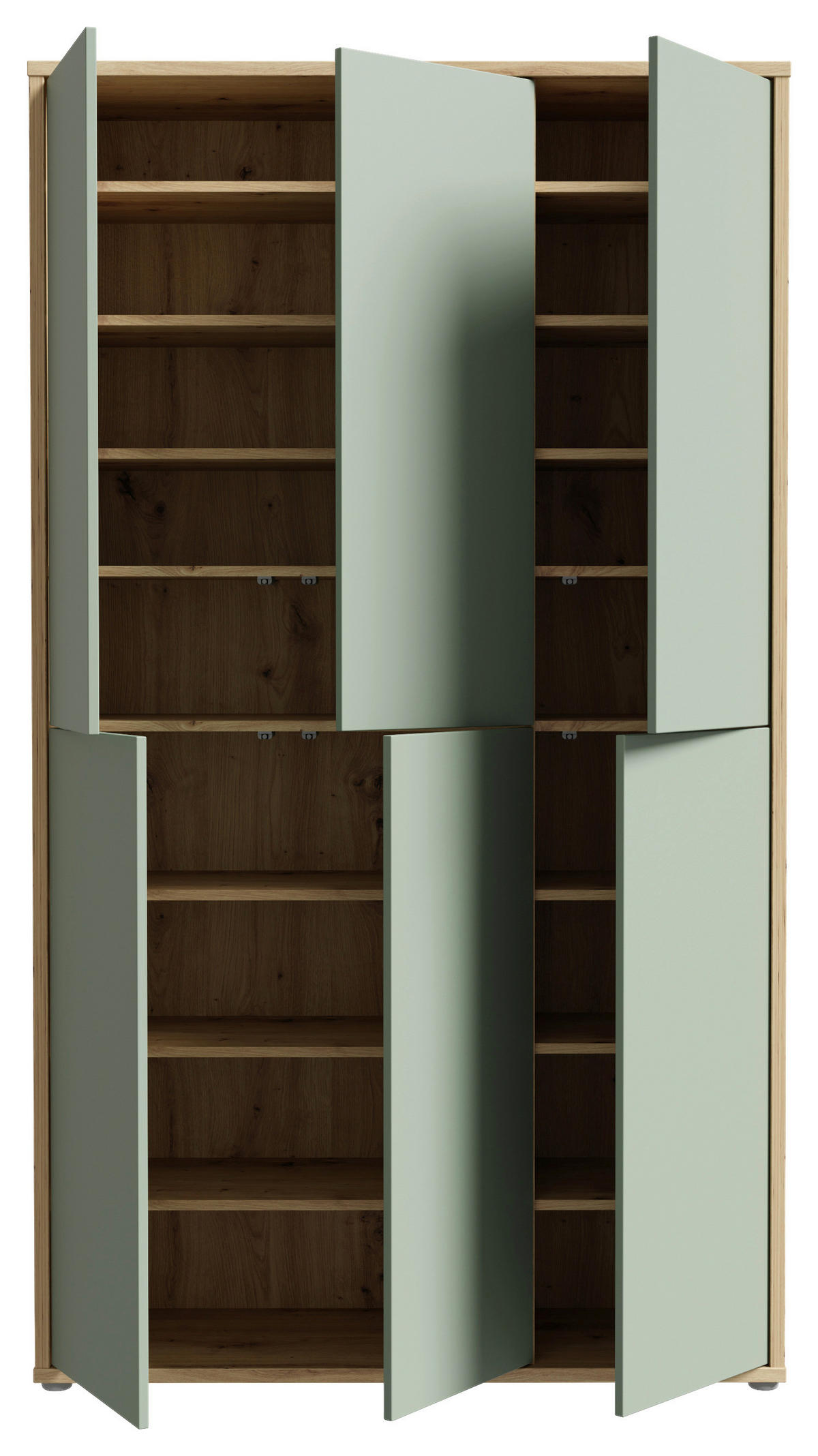SCHUHSCHRANK 109,2/191,9/34,9 cm  - Salbeigrün/Eiche Artisan, MODERN, Holzwerkstoff/Kunststoff (109,2/191,9/34,9cm) - Xora