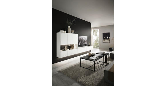 WOHNWAND  in Weiß  348,8/136,3/37,1 cm  - Schwarz/Weiß, Design, Glas/Keramik (348,8/136,3/37,1cm) - Dieter Knoll