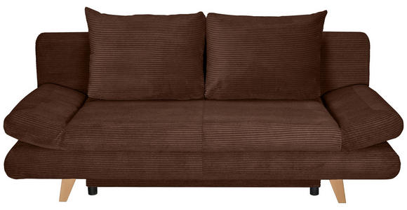 SCHLAFSOFA mit Schlafen auf Sitzhöhe, haustierfreundlicher Bezug Cord Dunkelbraun - Dunkelbraun/Buchefarben, KONVENTIONELL, Holz/Textil (200/75/85cm) - Carryhome